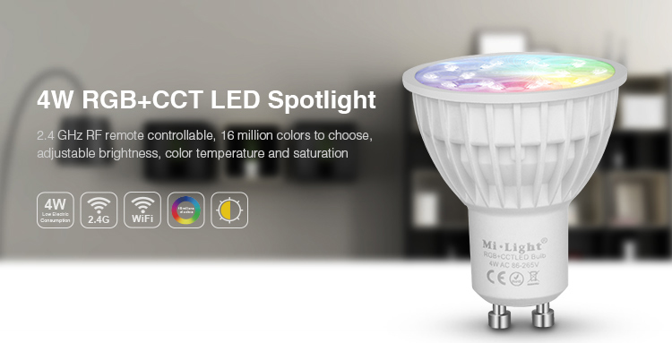 4W GU10 RGB+CCT LED Spotlight - Click Image to Close